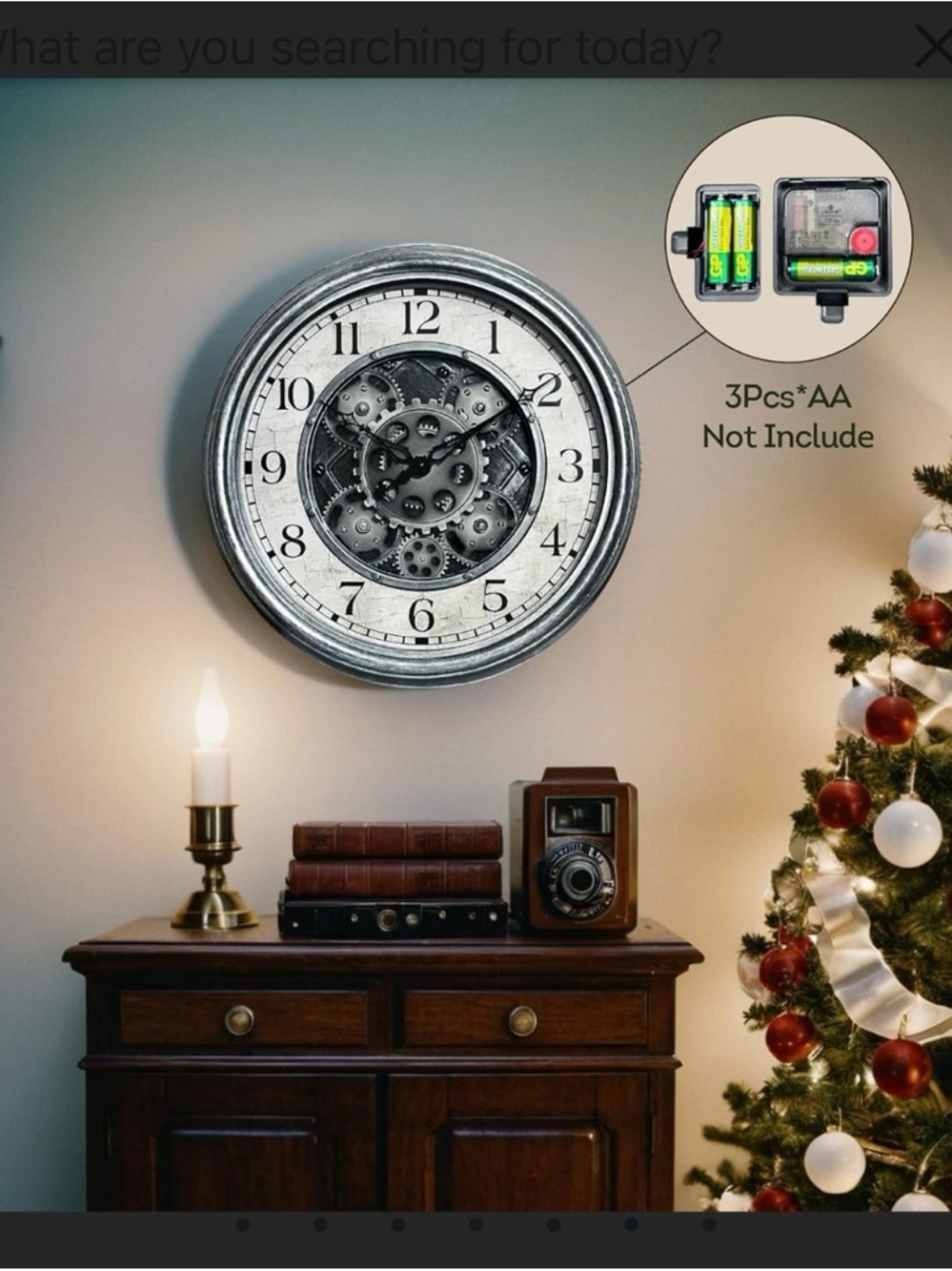 Lily's Home 15" Moving Gears Wall Clock, Large Modern Clocks for Silver